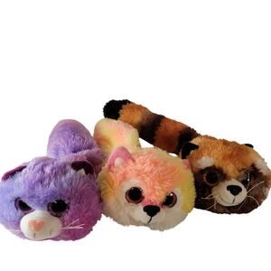 Lot 3 Long Tail Plush Cat and Red Panda Stuffed Animals 16" Multicolor Plushie